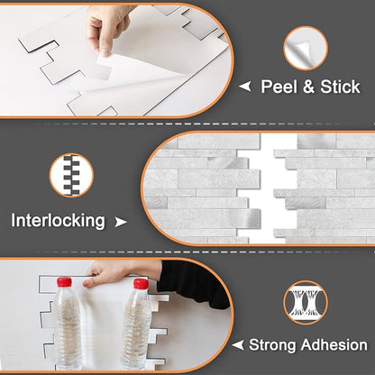 VAOVI Peel and Stick Tile Stone Backsplash for Kitchen Wall(10pcs,C Gray)