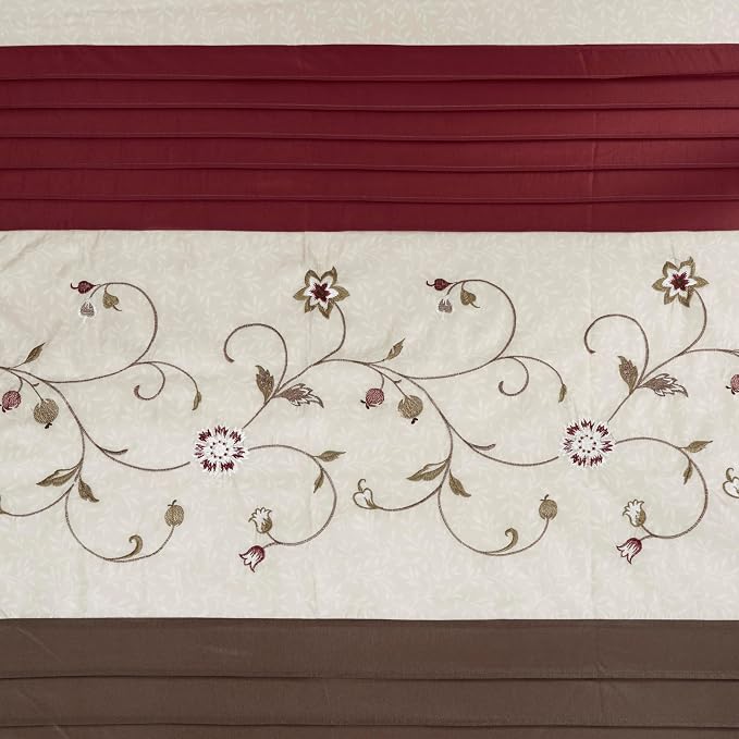 Madison Park Serene Flora Fabric Shower Curtain, mbroidered Transitional Shower Curtains for Bathroom, 72" x 72", Red | Adds Privacy, Machine Washable, Floral Pattern, OEKO-TEX Certified