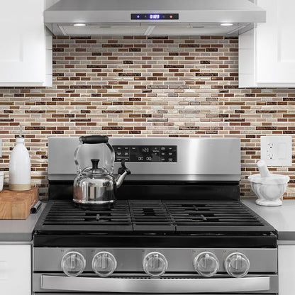 URCOLOR 10-Sheet Kitchen Backsplash Tiles Peel and Stick, 12”×12” Self Adhesive Wall Tile Sticker for Bathroom,Sandstone Brown