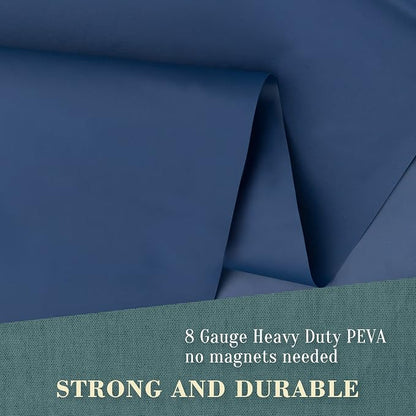 No Hook PEVA Shower Curtain or Liner, Standard Size 71x74, Navy Blue | 8G Heavy Duty, Blue Bathroom Shower Curtain, No Hooks Required, Waterproof Plastic & PVC Free