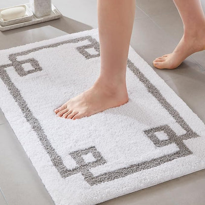 Madison Park Evan 100% Cotton Bath Rug Plush Absorbent, 20" x 30", White | Non-slip Backing, OEKO TEX, Luxurious Tufted Plush Bath Mat for Bathroom, Quick Dry, Spa Design Decorative for Shower Room
