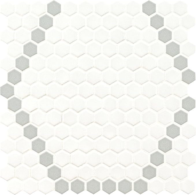 MSI White and Gray 12 in. x 12 in. Hive Pattern Matte Porcelain Mosaic Tile for Kitchen Backsplash, Bathroom Wall, Shower, and Floor