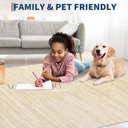 Garvee Living Room Rug 4x6 Modern Solid Color Area Rug for Bedroom, Camel | Neutral Washable Non Slip Non Shedding Contemporary Stain Resistant Foldable Mats for Living Room Entryway Dorm Office