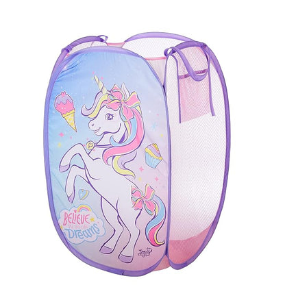 Idea Nuova JoJo Siwa Bow Unicorn Believe in Your Dreams Pop Up Hamper with Durable Carry Handles, 21'' H x 13.5'' W X 13.5'' L