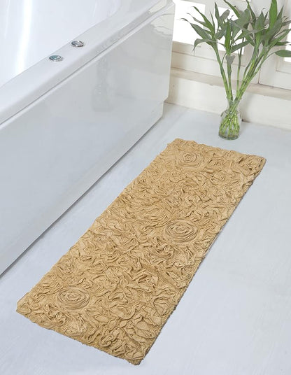 Home Weavers Bell Flower Collection 100% Cotton Tufted Bath Rugs, Extra Soft and Absorbent Bath Rugs, Non-Slip Bath Mats, Machine Washable, Bath Mats for Bathroom Floor and Tub, 21"x54" Runner, Yellow