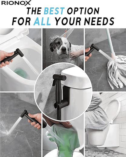 Handheld Bidet Sprayer Kit - Adjustable Water Pressure Jet for Toilet, Bidet for Toilet, Easy Installation, Quality Stainless Steel, Durable Internals, Leakproof Design (Matte Black)