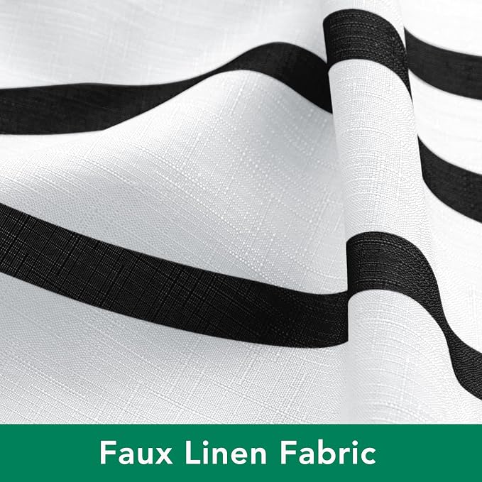 Fabric Modern Extra Long Shower Curtains for Bathroom-Black and White | 72"W x 84"L Textured Faux Linen Luxury Hotel Quality Washable-Abstract Wavy Cloth Bath Curtain-Apartment Minimalist Decor