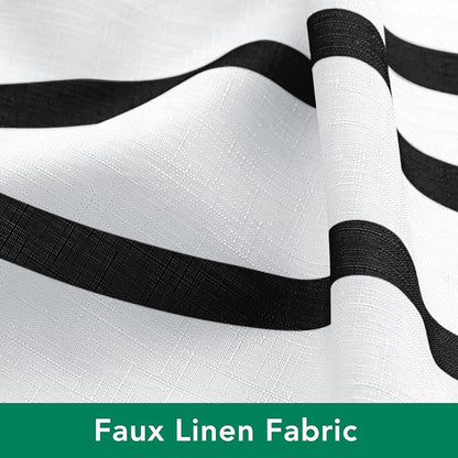 Fabric Modern Extra Long Shower Curtains for Bathroom-Black and White | 72"W x 84"L Textured Faux Linen Luxury Hotel Quality Washable-Abstract Wavy Cloth Bath Curtain-Apartment Minimalist Decor