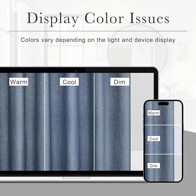 KGORGE Linen Fabric Shower Curtain for Bathroom-Button Hole Waterproof Lightweight Washable Privacy Shower Curtain Sets for Bathtub with 12 Metal Hooks, W72 x 72 inches Long, Navy Blue, 1 Panel