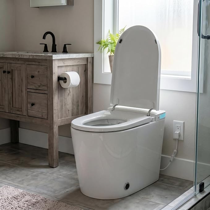 TOTTE Smart Toilet with Bidet Built-in, Auto Open/Close Lid, Auto Power 1000g MaP Flush, 1.28 GPF, One Piece Elongated Toilet with Instant Warm Water & Warm Air Dryer, Built-in Aroma