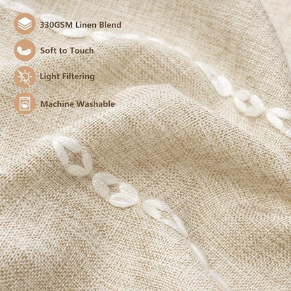 Seenus Beige Boho Farmhouse Window Curtain with Tassels, 30 x 24 Inch Light Filtering Sheer Short Cafe Window Curtain Tier, Linen Textured Pleated Small Window Drape for Kitchen or Bathroom, 1 Panel