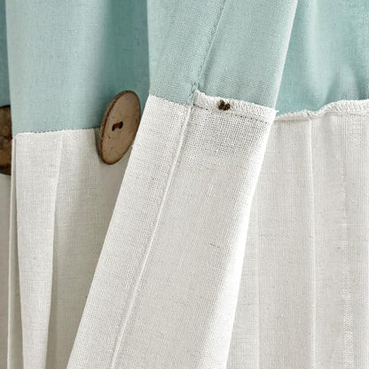 Lush Decor Linen Button Shower Curtain Single 72" W x 84" L Blue & White - Extra Long Shower Curtains - Blue Shower Curtain Fabric - Farmhouse Bathroom Decor