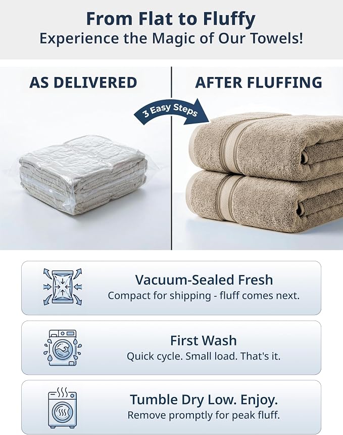 LANE LINEN Bathroom Towel Set 4 Piece Soft Absorbent Quick Dry - Taupe | Cotton Towel Set - Coordinated Colors, Dobby Border Accent, OEKO-TEX Certified, Zero-Twist Durability, Zero-Twist Cotton