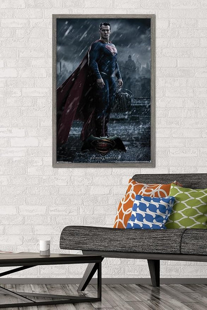 Trends International DC Comics Movie - Batman v Superman - Superman Wall Poster, 22.375" x 34", Barnwood Framed Version