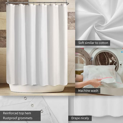 ALYVIA SPRING 108x72 Extra Wide Waterproof Shower Curtain or Liner White | 2 Magnets, Soft Cloth & Hotel Quality, Machine Washable, Light-Weight, Extra Wide Size