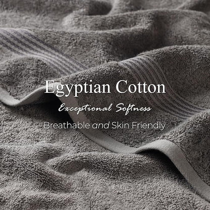 SUPERIOR Egyptian Cotton Bath Towel Set, Towels for Home Bathroom, Master, Guest Bath, Decor Essentials, Quick Dry, Absorbent, Large Body Towels, Spa, Hotel, Resort, Adult, Kids, Set of 4, Charcoal