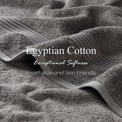 Superior Egyptian Cotton 6-Piece Towel Set, Assorted Towels for Home Bathroom, Master, Guest Bath, Decor Essentials, Includes 2 Bath, 2 Hand, 2 Face Towels/Washcloths, Quick Dry, Absorbent, Charcoal