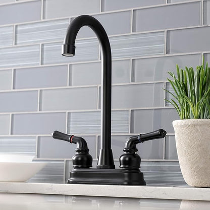 Kingston Brass KB490 Magellan Two-Handle 2-Hole Deck Mount Bar Faucet in Matte Black