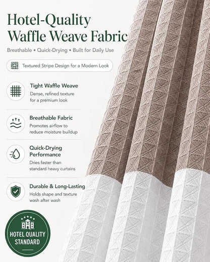 Dainty Home Waffle Weave Waterproof Shower Curtains for Bathroom Clearance, Natural Taupe 70" x 72", Clearance Shower Curtains, Bath Curtains, Shower Curtain Waterproof Fabric