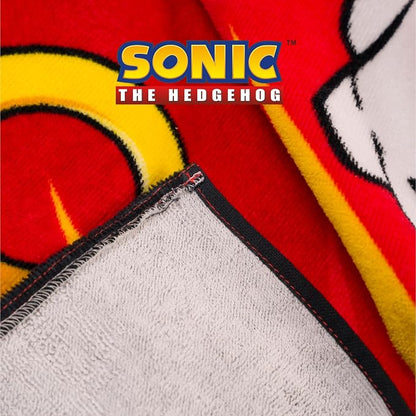 Sonic Shadow The Hedgehog Anime Kids Super Soft Bath/Pool/Beach Cotton Hooded Towel Wrap, 50 in x 24 in, (Officially Licensed Product) By Franco