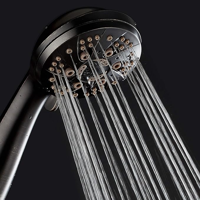AquaDance High Pressure 6-Setting Hand Held Shower Head with Extra-Long 6 Foot Hose & Bracket – Anti-Clog Nozzles - USA Standard Certified - Top U.S. Brand - OIL RUBBED BRONZE