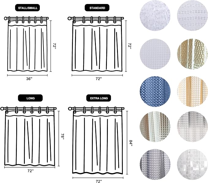 NTBAY EVA Shower Curtain Liner, 72 x 72, 6 Gauge, Clear Water Cube | Water-repellent EVA Liner with 3 Bottom Magnets, 12 Reinforced Grommets, and 12 Plastic Hooks
