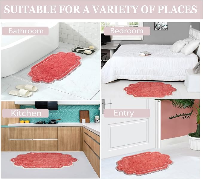 Home Weavers Allure Collection s U Shaped,Extra Thick, Non-Slip Contour Mat for Bathroom,100% Cotton Soft, Absorbent Water, Machine Washable, 20 Inch U Shaped Rug, Coral