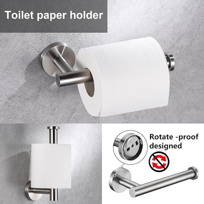 Brushed Nickel Toilet Paper Holder and Hand Towel Ring Set 2 Pieces Bathroom Hardware Accessories Set SUS 304 Stainless Steel Heavy Duty Wall Mounted Bathroom Holder…