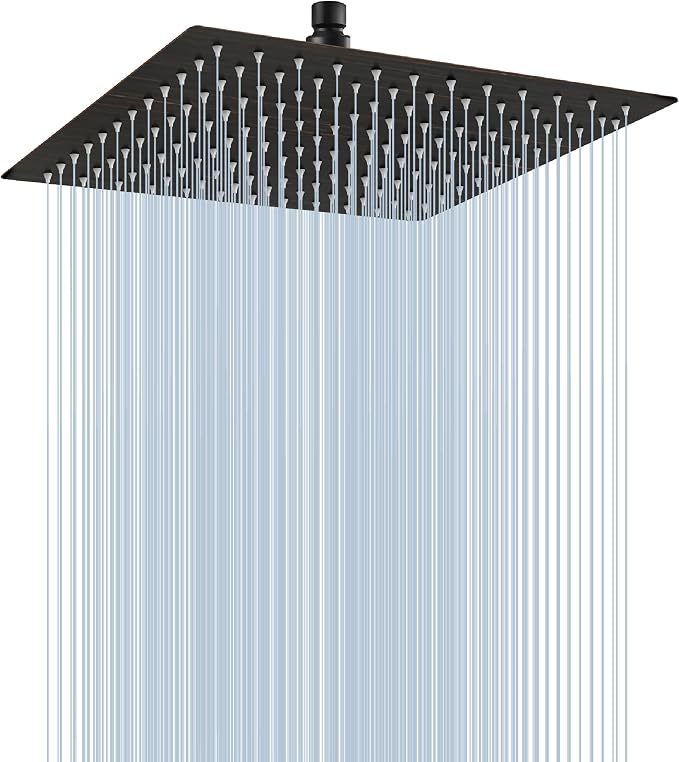 Midanya Square Rain Shower Head,High Pressure,Oil Rubbed Bronze 10 Inch | 360°Swivel,Ceiling or Wall Mount,Waterfall Full Body Coverage,Bathroom Remodel,Stainless Steel Large Rainfall Shower Head