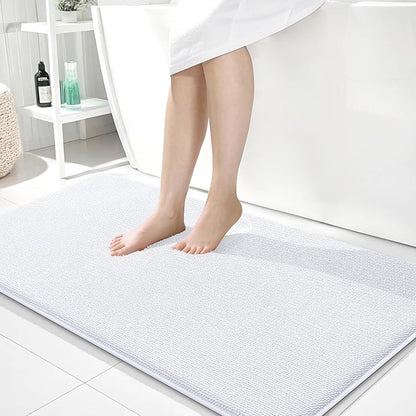 OLANLY Memory Foam Bathroom Runner Rugs 44x24, Absorbent Long Mat, White | Soft Quick Dry Bath Rugs, Non-Slip Carpet, Machine Washable Mat for Bathroom Floor, Tub and Shower, Home Decor Accessories