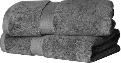 SUPERIOR Egyptian Cotton Plush & Absorbent, Bath Towel Set of 2, Charcoal | Quick Dry, Soft Luxury Towel Set, Bath Essentials for Bathroom, Guest Bath, Spa, 2 Piece Bath, Madeline Towels
