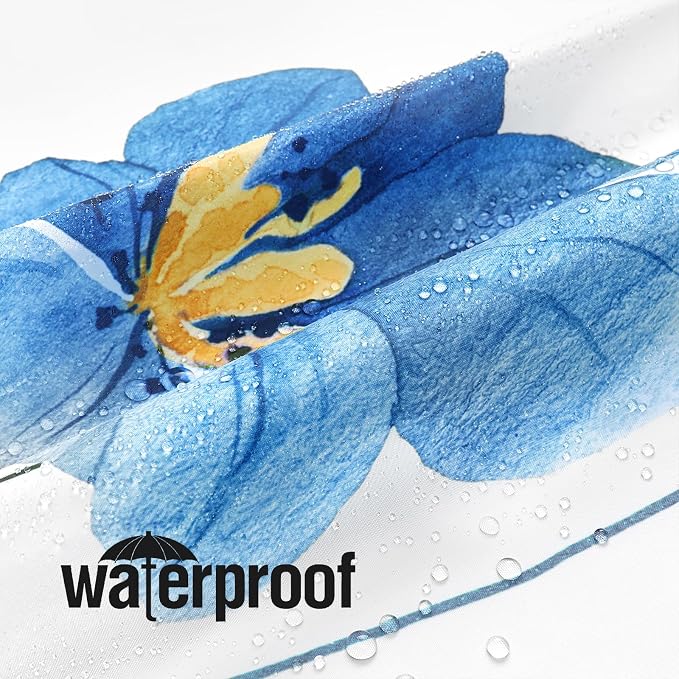 Blue Yellow Watercolor Floral Fabric Shower Curtain, 72x72 | Waterproof Fabric, Modern Minimalist Floral Print, Machine Washable, Rustproof Grommets, Fade Resistant, for Bath Home RV