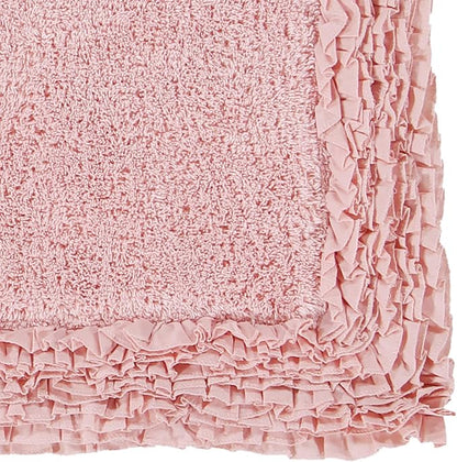 Better Trends Premium Bathroom 30” Round Mat 100% Cotton, Water Absorbent Non-Slip Backing, Machine Washable for Bathroom, Tub, and Shower Use, Pink Shaggy Border Collection