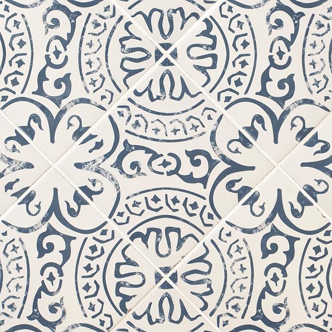 MSI Indigo Encaustic 8 in. x 8 in. Glazed Porcelain Wall Tile for Bathroom, Floor Tile and Kitchen Backsplash
