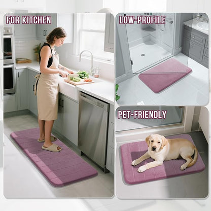 Yimobra Long Bath Mat 44"x24", Super Soft Quick Dry Memory Foam Bathroom Rug, Water Absorbent, Non Slip Backing Machine Washable for Tub Shower, Thick Comfort Support, Mauve
