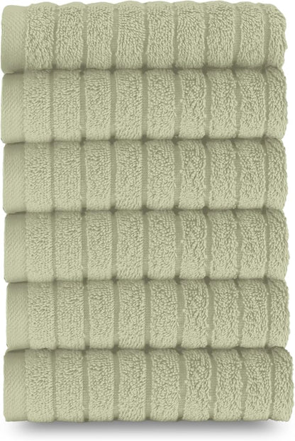 Elegant Comfort 100% Turkish Cotton Corduroy Ribbed Luxury Washcloths 6 Pack Soft 13 x 13 Inch - Higly Absorbent, Durable, Quick Dry, Spa Premium Hotel Quality for Bathroom or Travel, Mint Green