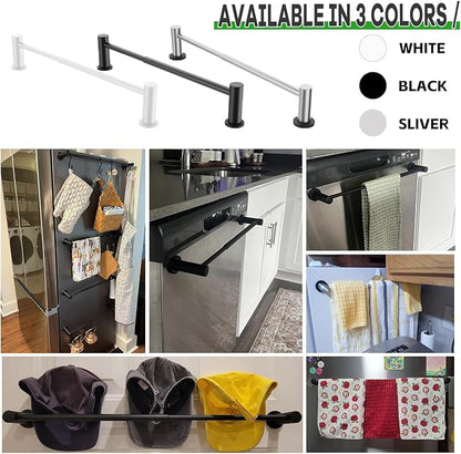 ULIBERMAGNET Magnetic Towel Holder, 1 Set Magnetic Towel Bar Holder with Adjustable Length, White Non-Slip Magnetic Towel Rod Rack for Refrigerator, Dishwasher, Oven, Laundry