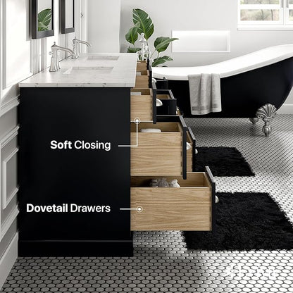 Eviva Epic 84 in. Double Sink Charcoal Gray Bath Vanity with White Carrara Quartz Top