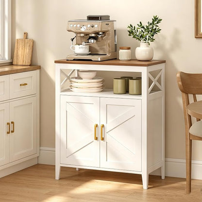 Bathroom Storage Cabinet with Doors, Adjustable Shelf, Wood Top | Adjustable Shelf