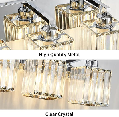 Modern Bathroom Vanity Light 3-Lights Modern Chrome Crystal Bathroom Light Fixtures Over Mirror Chrome Vanity Lighting Crystal Wall Sconce
