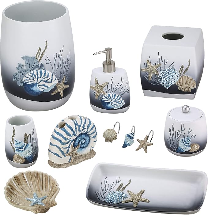 Avanti Linens – Bathroom Accessory, Resin Countertop Accessories, Oceanscape Inspired Bathroom Decor (Blue Lagoon Collection)