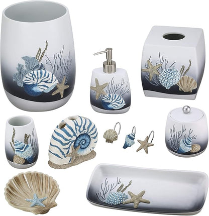 Avanti Linens – Bathroom Accessory, Resin Countertop Accessories, Oceanscape Inspired Bathroom Decor (Blue Lagoon Collection)