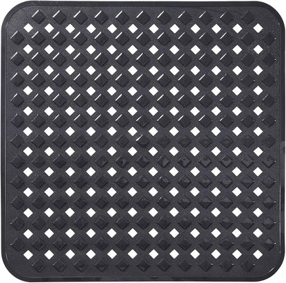 Yimobra Square Shower Mat Non Slip, Super Strong Suction Cups, 21"X21" Bath Tub Mat with Drain Holes, Machine Washable Fast Draining Bath Mats, Bathroom Essentials,Black