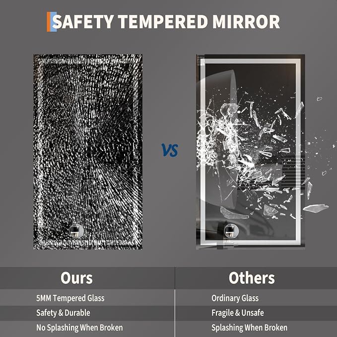 GarveeHome 50x28 LED Bathroom Mirror with Lights, Dimmable, Anti-Fog, Backlit + Front Lit, Smart Bathroom Vanity Mirror for Wall, Memory Function, Shatter-Proof (Horizontal/Vertical)