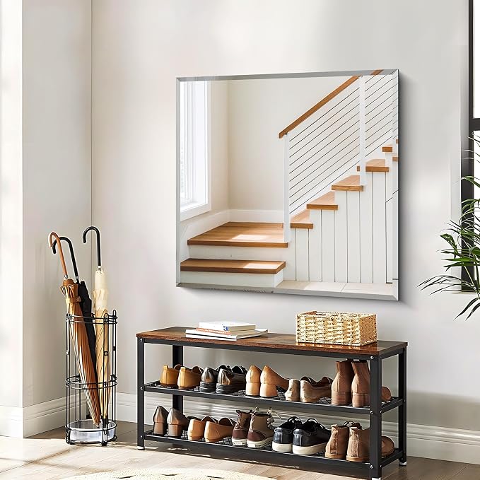 CILIBER Beveled Mirror, 36x36 Square Bathroom Mirrors for Wall, 3mm Tempered Glass Large Frameless Vanity Mirror Over Sink with Beveled Edge for Bathroom,Bedroom,Living Room and Entryway