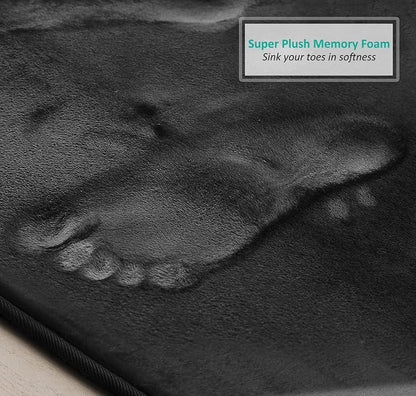 Clara Clark 2 Piece Bathroom Rugs, Velvet Memory Foam Bath Mat Set, Non-Slip Bath Rugs, Machine Wash, Dries Quickly, Ultra Soft Plush Bath Mats for Bathroom, 17 x 24 + Contour, Black