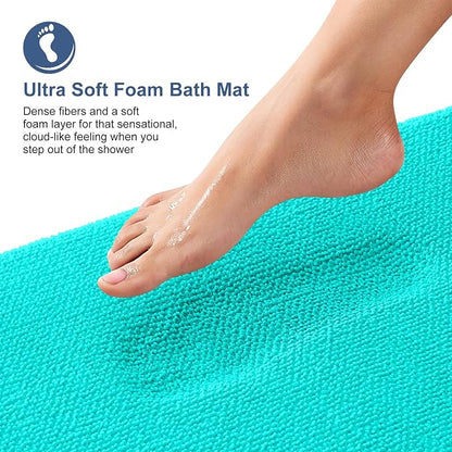 OLANLY Thick Memory Foam Bathroom Rugs 36x24, Soft Absorbent Bath Mat, Teal | Quick Dry Bath Rugs, Non-Slip Carpet, Machine Washable Mats for Bathroom Floor, Tub and Shower, Home Decor Accessories