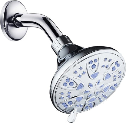 AquaDance Antimicrobial – Anti-Clog High-Pressure 6-Setting Shower Head with Microban Nozzle Protection from Growth of Mold, Mildew & Bacteria for Stronger Shower! 4" Sunset Blue | More Power, Better Shower Hygiene! Lifetime Antimicribial Nozzle Protec...