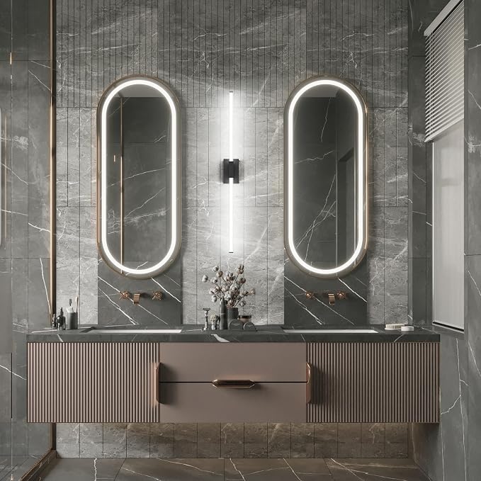 Ralbay 48inch Black Bathroom Vanity Lights Bar 36W Modern LED Matte Black Vanity Light Fixtures Over Mirror(5500K White Light)