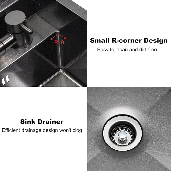 RV Sink, 17.32×14.17×7.87 Inch Black Bar Sink, Portable Small Single Bowl Multifunctional Kitchen Sink with Faucet and Stainless Steel Cover Plate